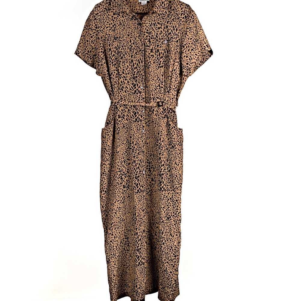 Robbie Bee 100% Silk Cheetah Jumpsuit Dress